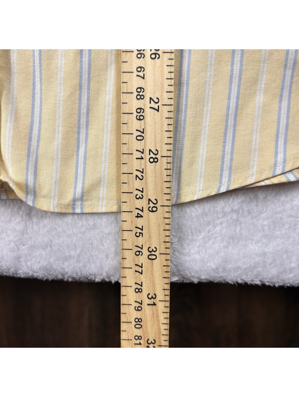 Vtg L.L.Bean Shirt Mens Large Regular Yellow Blue Stripe Cotton Long Sleeve - Picture 6 of 9